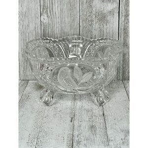 Vintage Hofbauer The Byrdes Collection 24% Lead Crystal 3 Footed Bowl